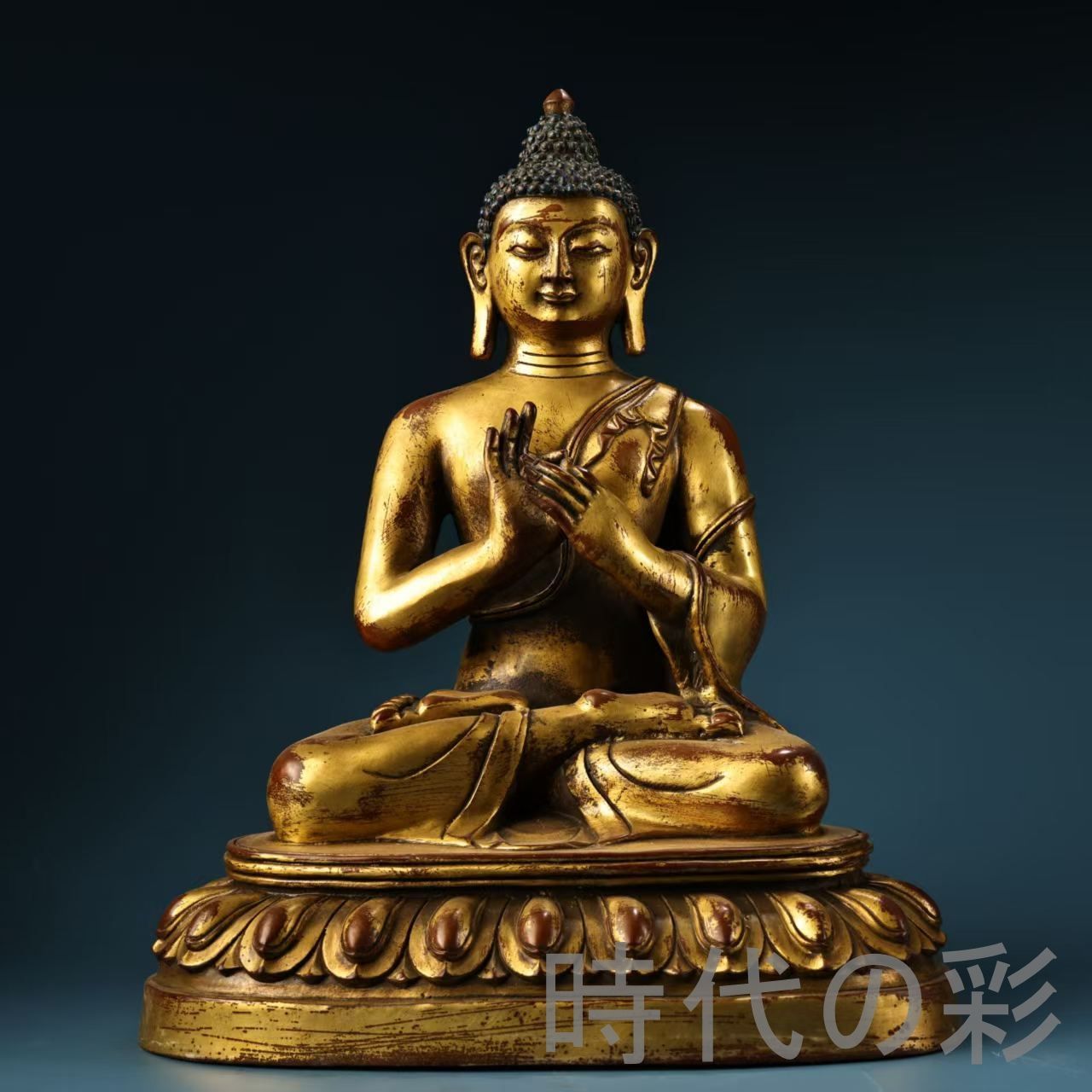 中国古美術 旧蔵 紫銅描金描金 釈迦牟尼佛像 高浮彫 清代 銅器 古玩 唐物 中国古 時代物 仏像 R07100132