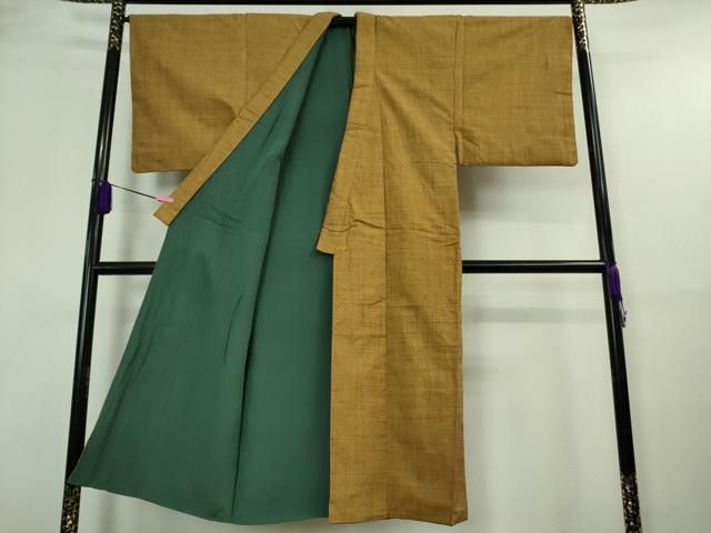 平和屋着物□極上 男性 生紬 山吹茶色 逸品 DZAA7400kh5