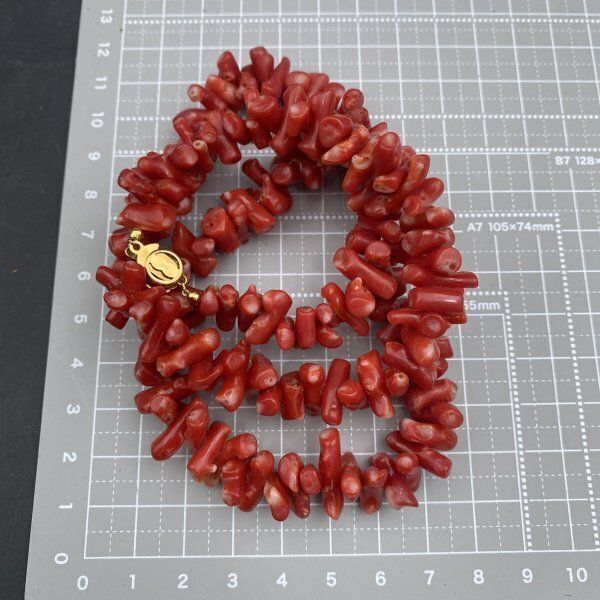 L263 珊瑚 ボリューム ネックレス 留め具18金 K18 赤珊瑚 約78g
