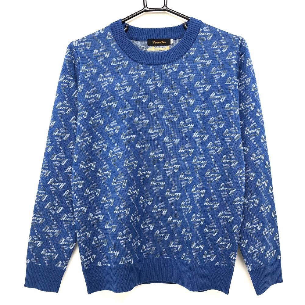超 レザレクション セーター ブルー×白 総柄 ニット レディース M ゴルフウェア Resurrection