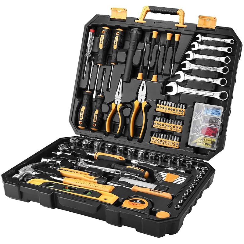【新着商品】DEKO 208点組 工具セット ホームツールセット 家庭用 ツールセット 日曜大工 DIYセット 作業工具セット 家具の組み立て 住まいのメンテナンス用 修理道具セット 便利な収納ケース
