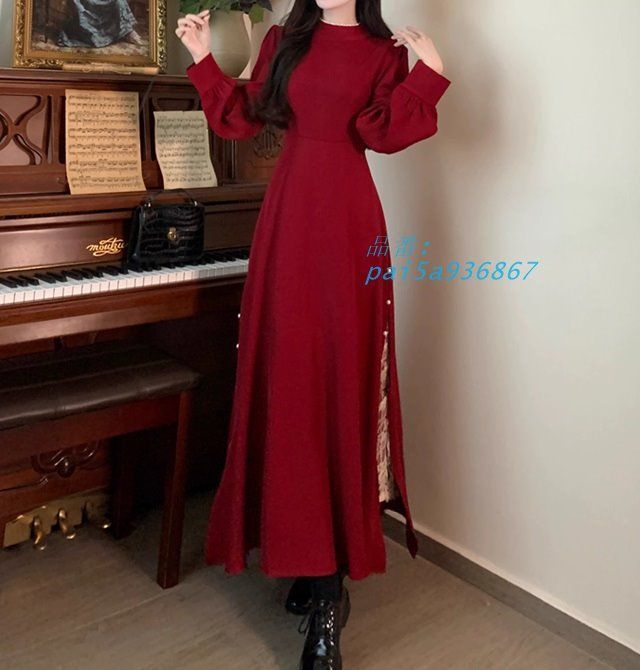 ロングワンピース 長袖 ワンピース レディース 長袖 ワンピース 秋 フ ワンピース 黒 レディース ワンピース ロングワンピース きれいめ レディース pai5a936867