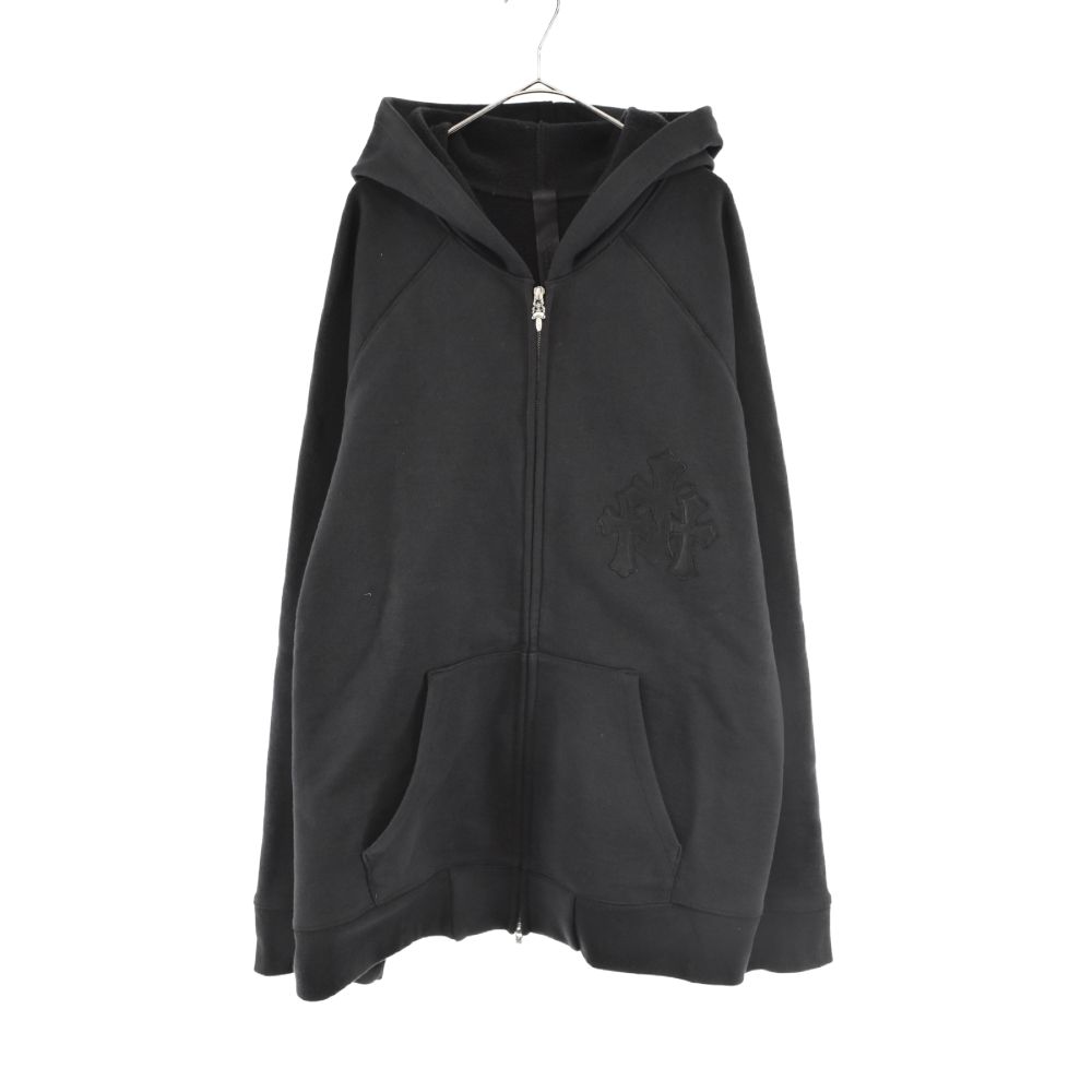 CHROME HEARTS クロムハーツ GRP Y NOT Raglan Sleeve Zip Up Hoodie クロスパッチ ワイノット ラグランスリーブ ジップアップ プルオーバーパーカー ブラック