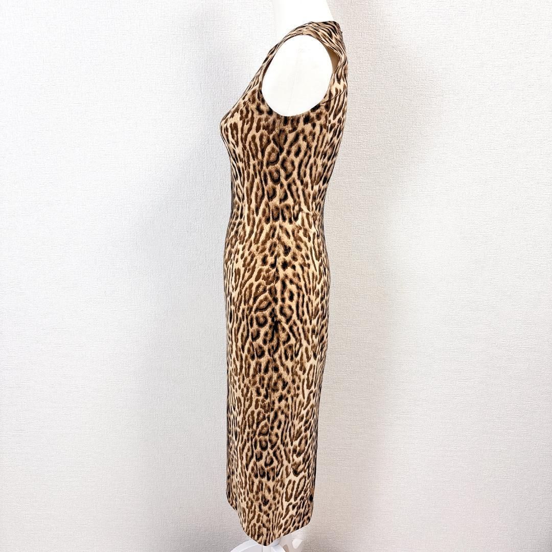 CELINE ノースリーブドレスワンピース タイト 36 レオパード柄