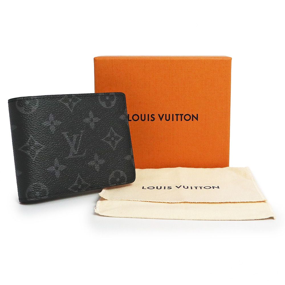 ルイ ヴィトン ポルトフォイユ ミュルティプル 札入れ 二つ折り財布 モノグラムエクリプス ブラック M61695 LOUIS VUITTON