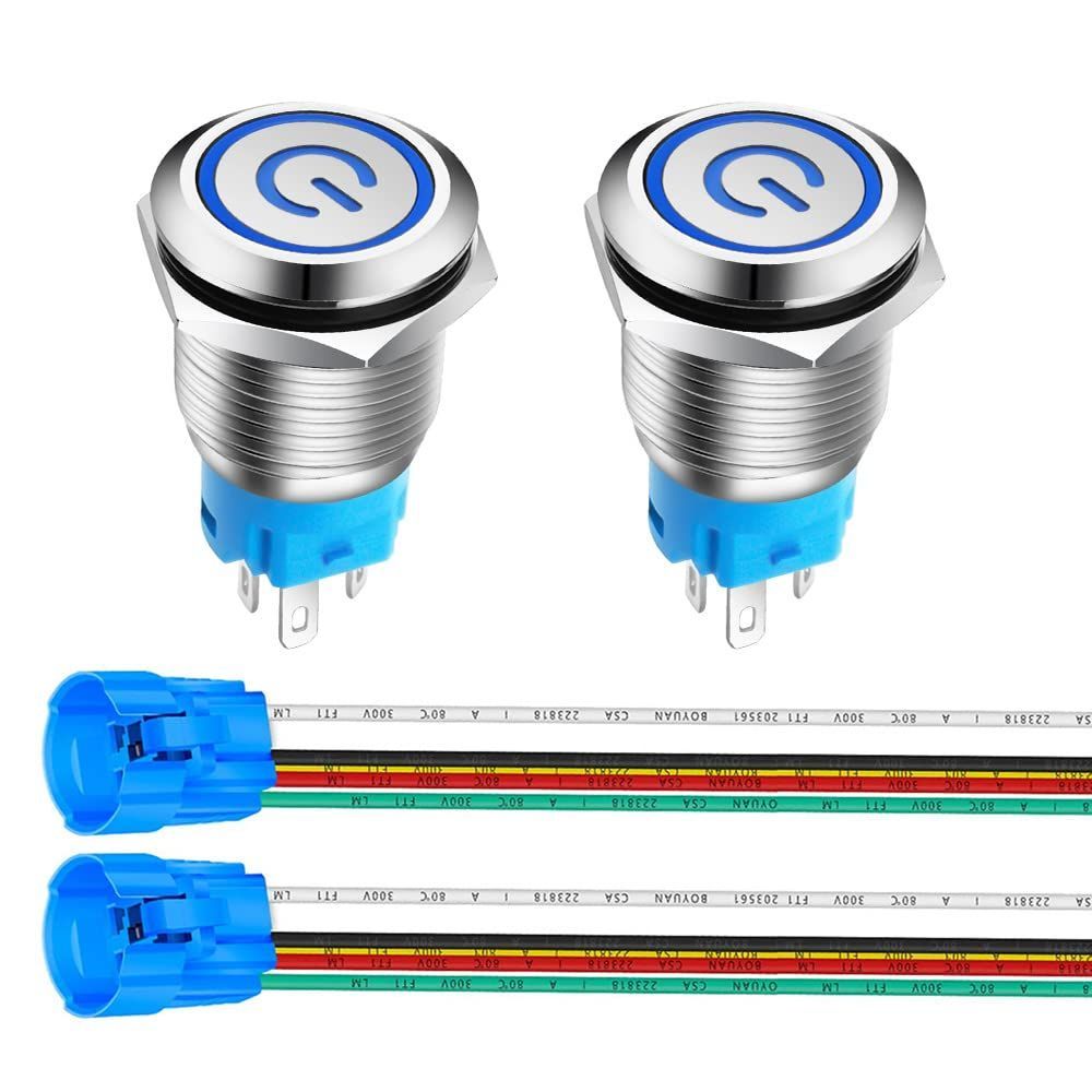 Gebildet 2個 16mm 12V-24V 5Aステンレス鋼ラッチングプッシュ
