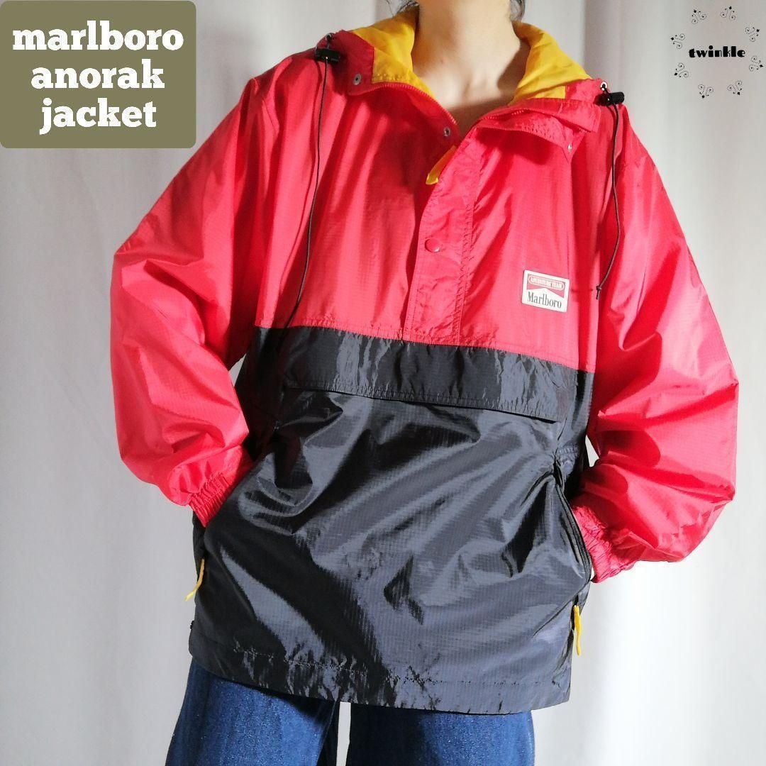 90s Marlboro マルボロ アノラックパーカー ハーフジップ ナイロン 
