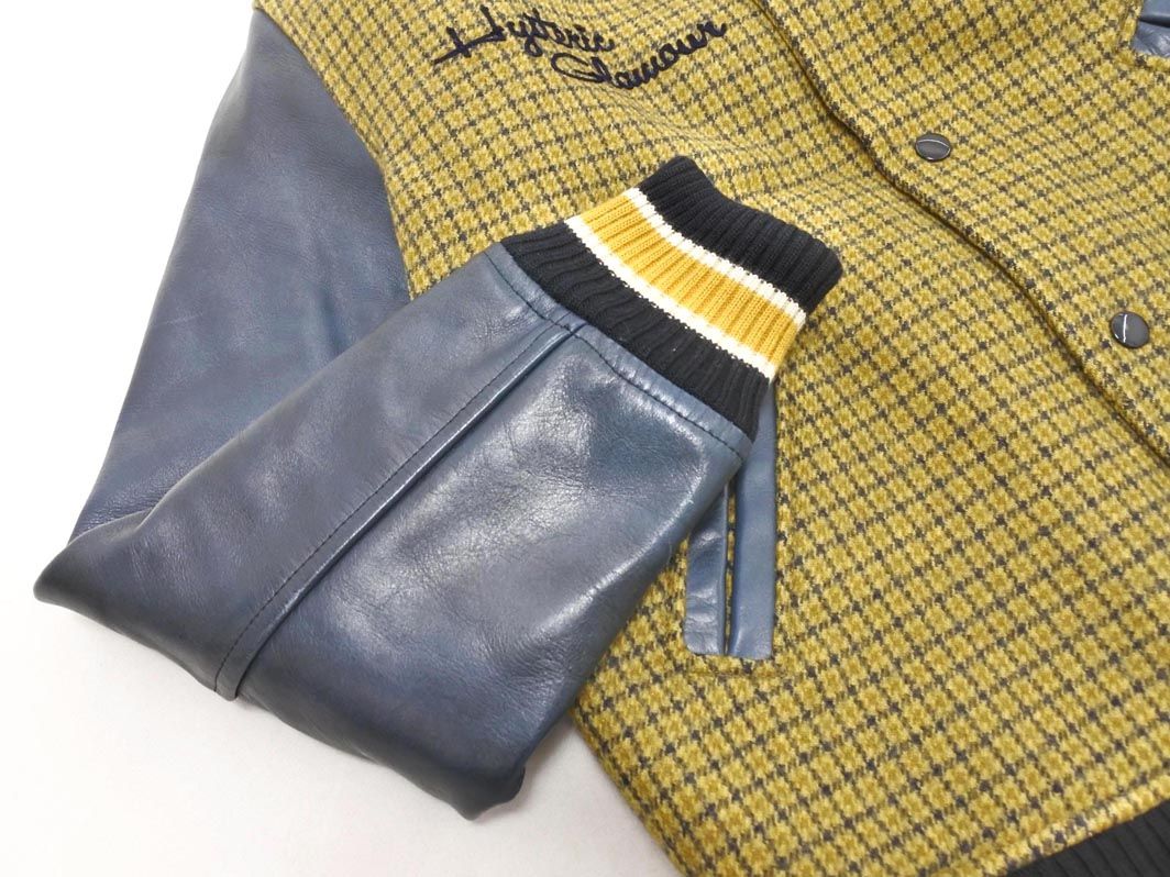 HYSTERIC GLAMOUR ヒステリックグラマー 2AB-5330 袖レザー 切替 スタジャン ジャケット sizeF 黄ｘ紺 メンズ