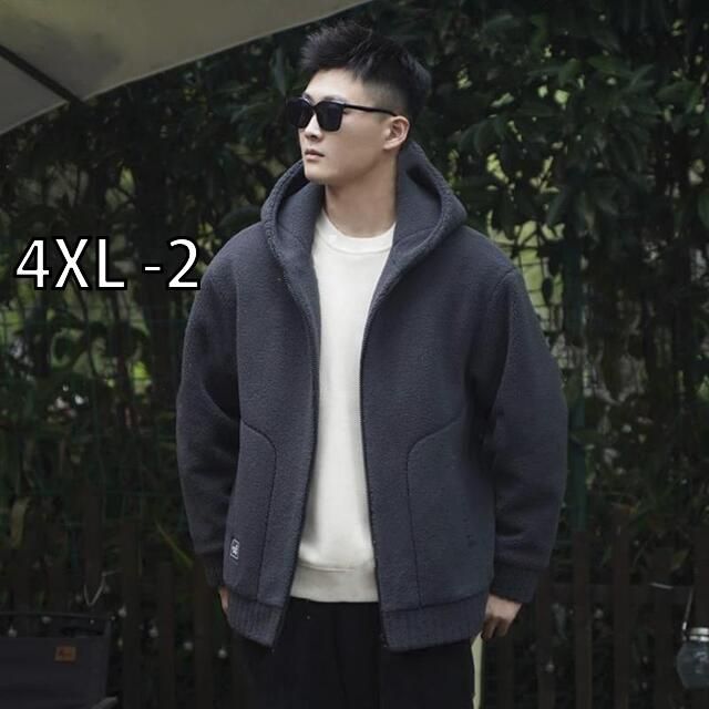 [4XL -2 ]秋冬 コーデ メンズ 服 シンプル ファッション オシャレ 大人 かっこいい 大きいサイズ ストリート 紳士服 フリース ジャケット アウター フード付き フリース コットン ジャケット アウター ラムウール トップス