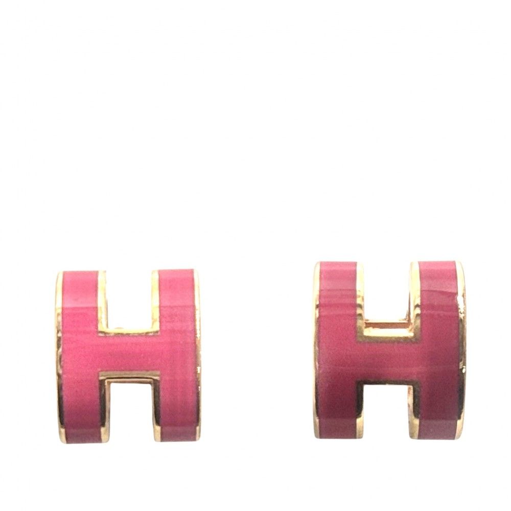 エルメス ピアス レディース ポップアッシュ H アクセサリー HERMES ピンク ゴールド金具 約3.3g