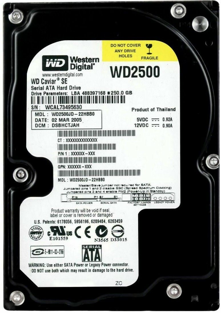 Western Digital Car SE WD2500JD 250GB Molex 7200RPM SATA I 8MB 3.5 Inch