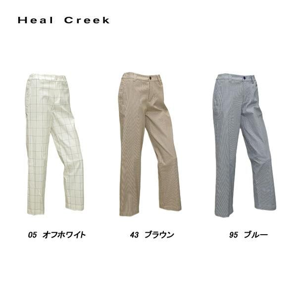 ヒールクリーク Heal Creek レディース 春夏 綿ストレッチ ウィンドウ・ペン/ガンクラブチェック セミワイドパンツ ブルー 002-72310