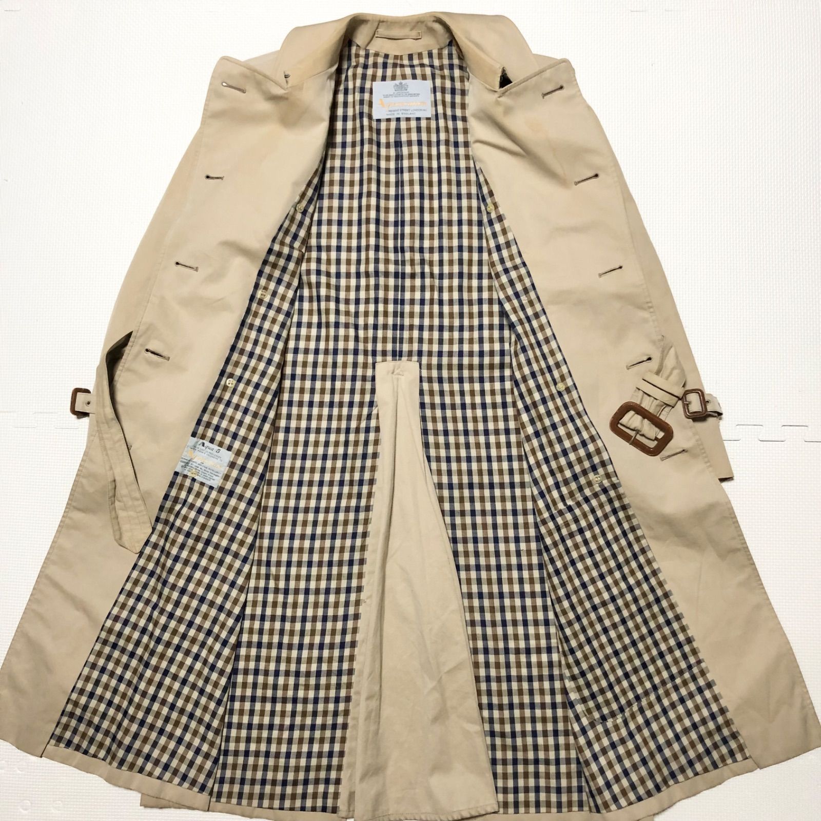 ■希少■アクアスキュータム ダブルトレンチコート AQUA5 クラブチェック M Aquascutum アクアスキュータム Aqua5 アクア5 ダブルトレンチコート