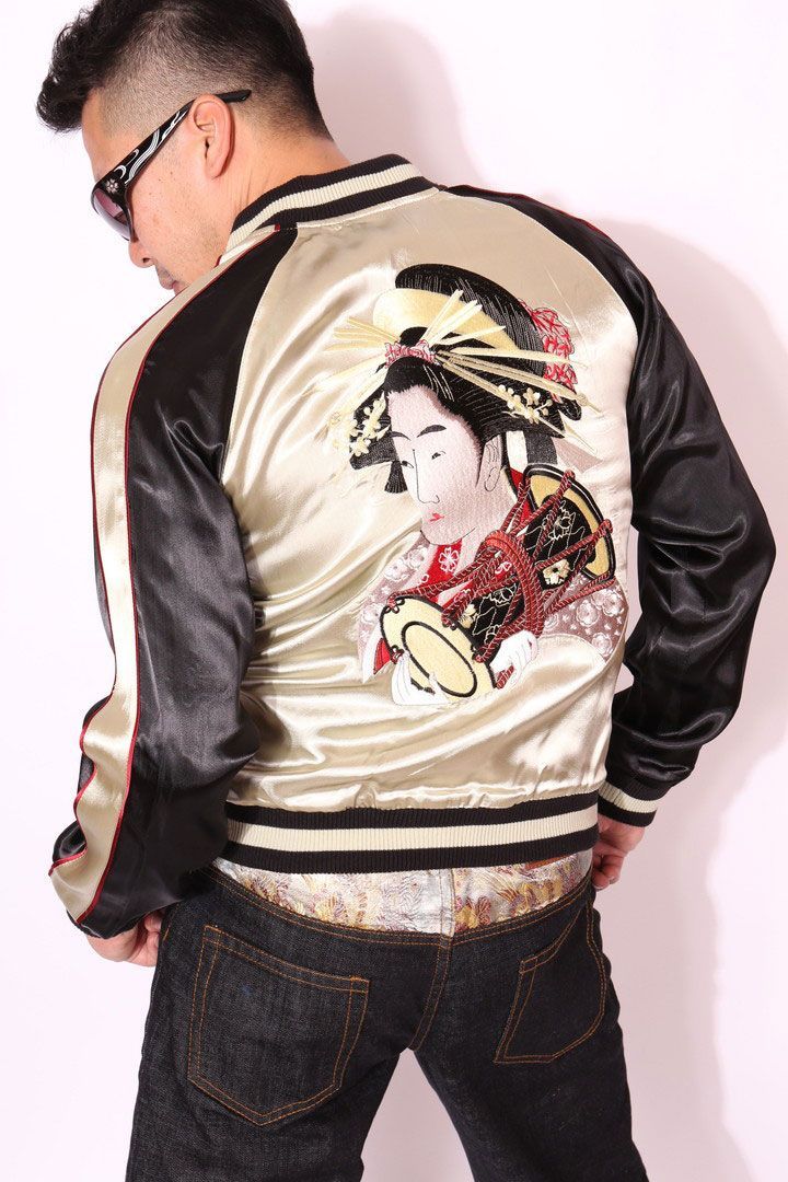 花旅楽団SCRIPT 舞妓 刺繍 和柄 スカジャン SSJ-000 花魁 スクリプト