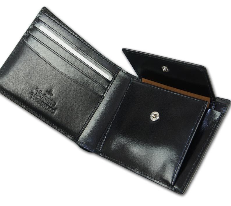 ヴィヴィアンウエストウッド 牛革 二つ折り財布 メンズ ブラック 黒 箱