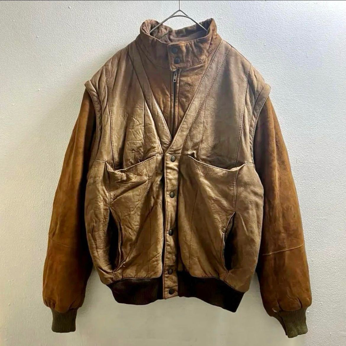 'イタリア製 ヴィンテージ ヨーロッパ レザージャケット ブルゾン 高級 ユーロ イタリア製 ヴィンテージ ヨーロッパ レザージャケット 80s ブルゾン