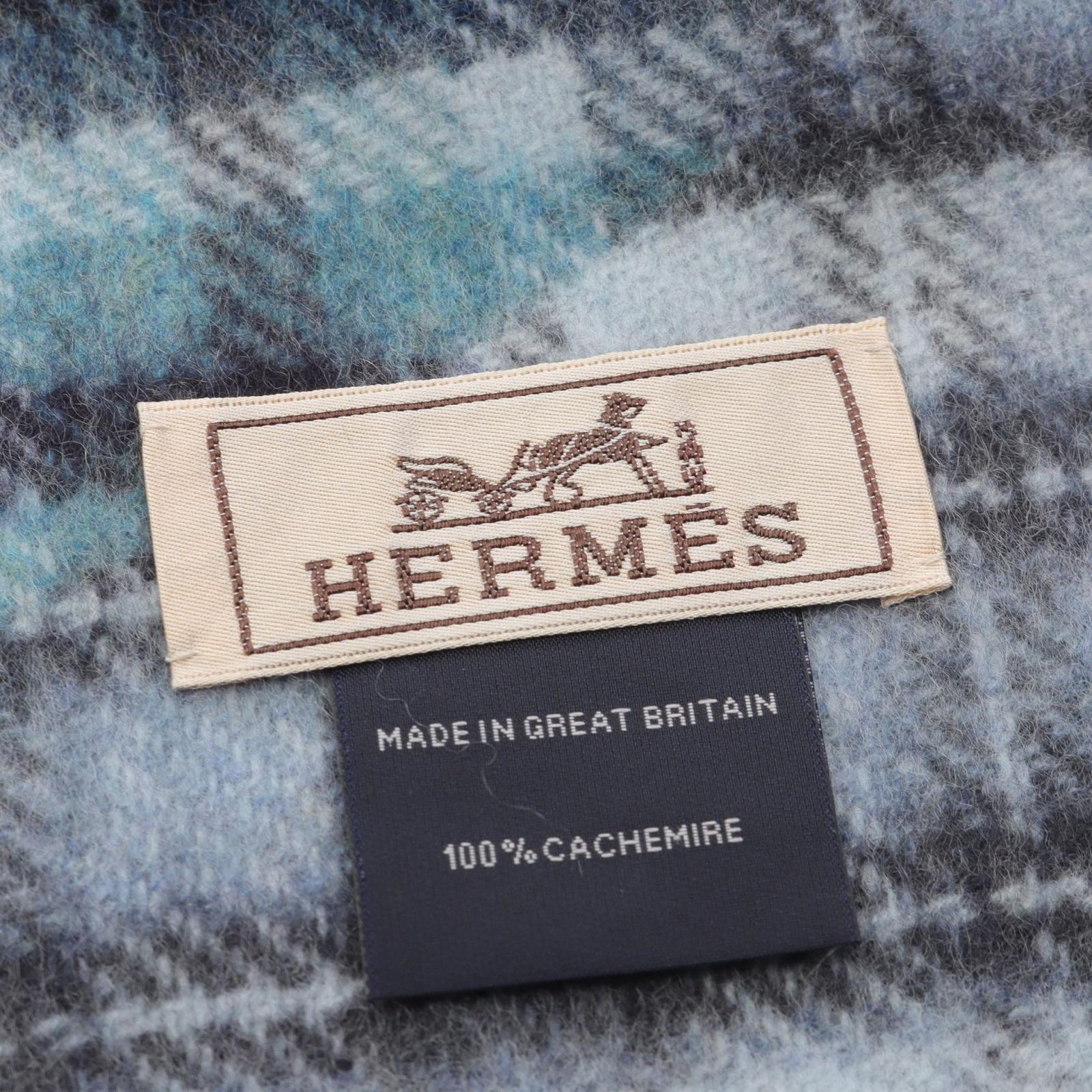 エルメス HERMES マフラー チェック カシミヤ マフラー メンズ Used A