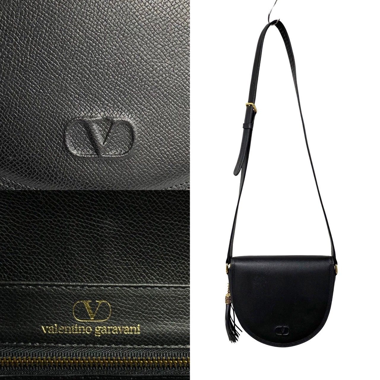 未使用保管品 VALENTINO ヴァレンティノ V ロゴ レザー 本革 フリンジ 