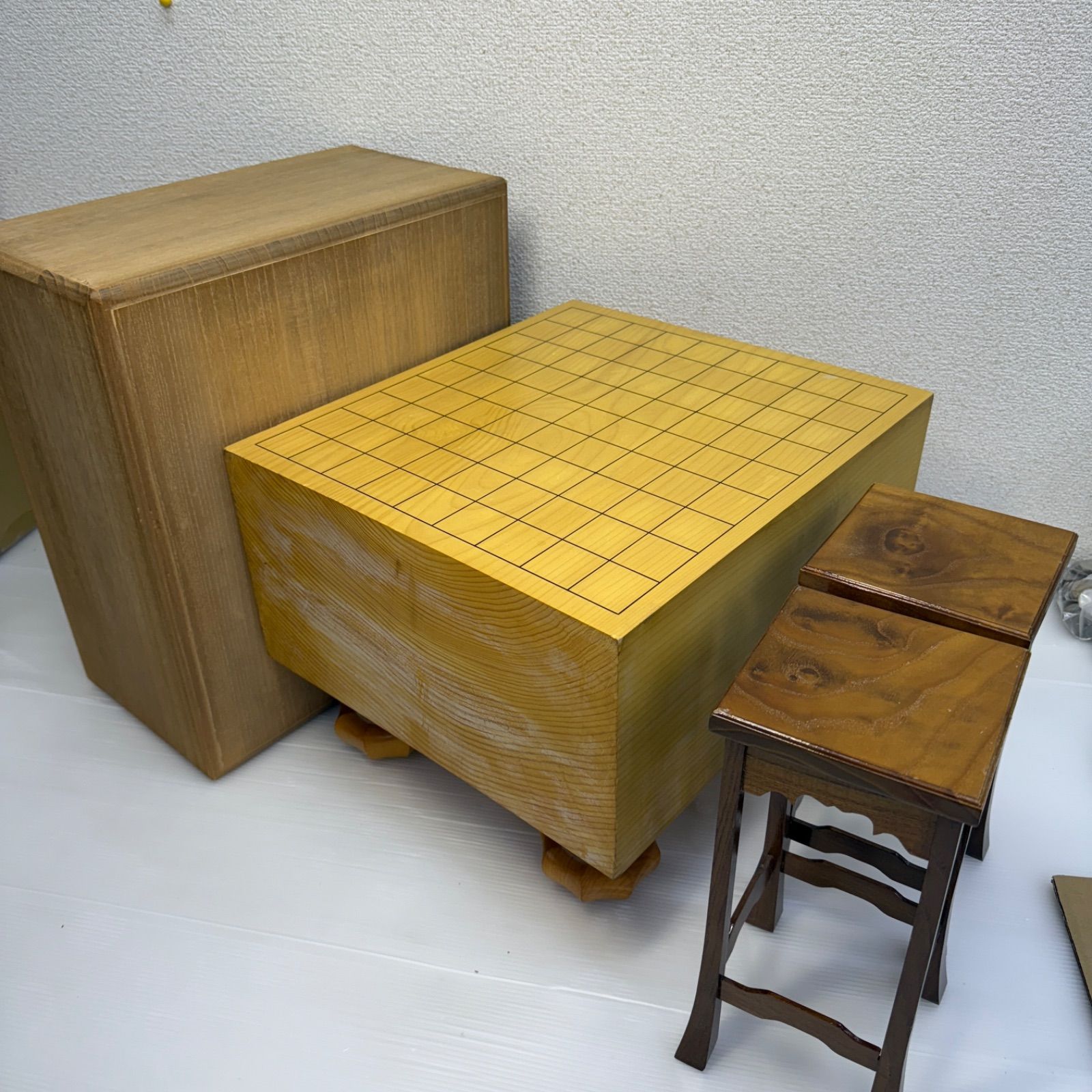 高級☆将棋盤 新榧？ 六寸盤☆厚さ約:18cm 高さ:約28cm 盤覆 桂駒台