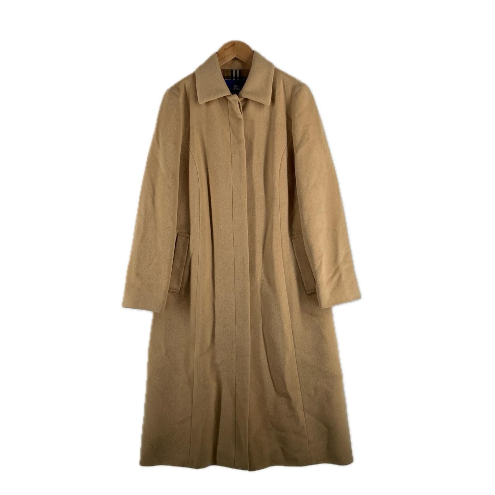 BURBERRY BLUE LABEL ロングコート アンゴラ混 チェック