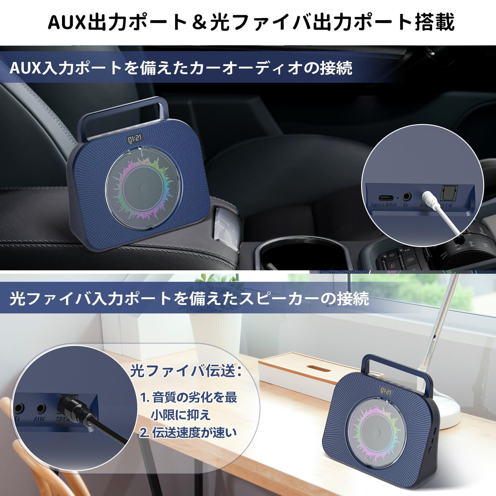 新品 CDプレーヤー デスク Bluetooth受信/送信両対応 CDプレイヤー