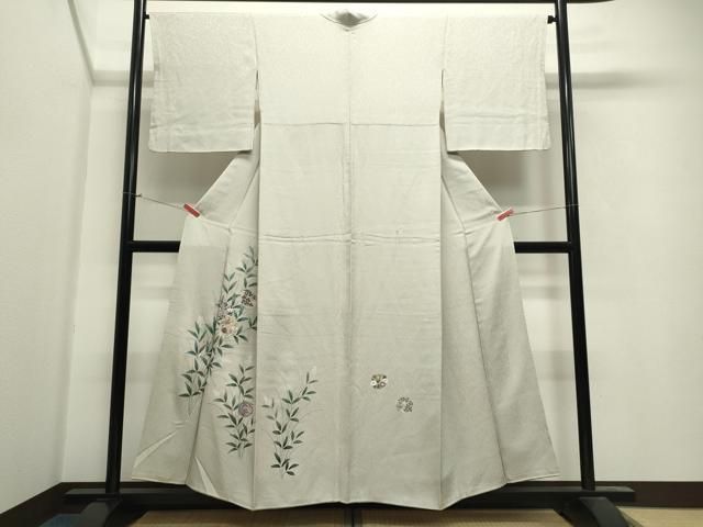 振袖 正絹 丸に華 金縁 叩き染 縮緬 作家物 紋無し 広衿 袷 U-1718 振袖 正絹 丸に華 金縁 叩き染 縮緬 作家物 紋無し 広衿 袷 U