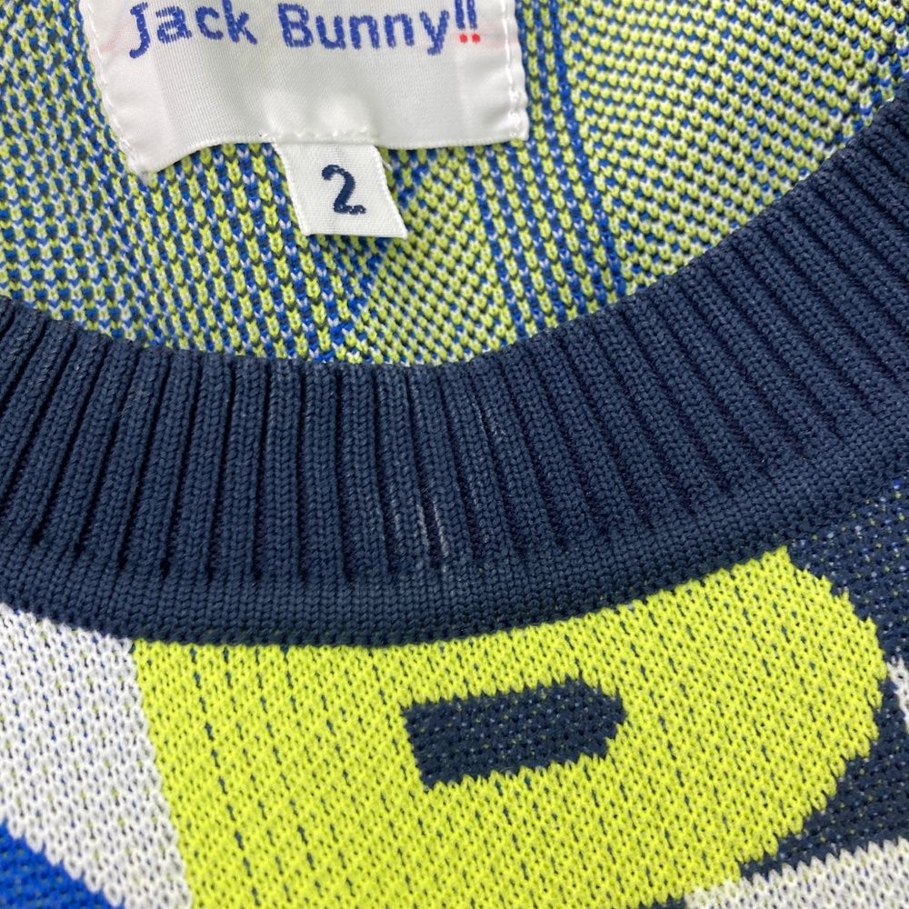 サイズ：2 JACK BUNNY ジャックバニー ニットセーター ロゴ柄 ネイビー