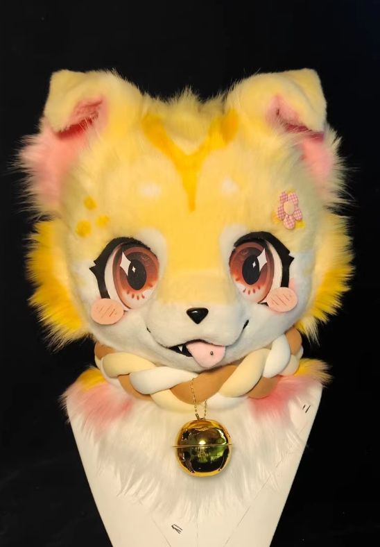 着ぐるみヘッド 猫 NO.139 黄色 キツネ 全頭ヘッド ケモノ ファースーツ ぬいぐるみ コスプレ コスチューム kigurumi