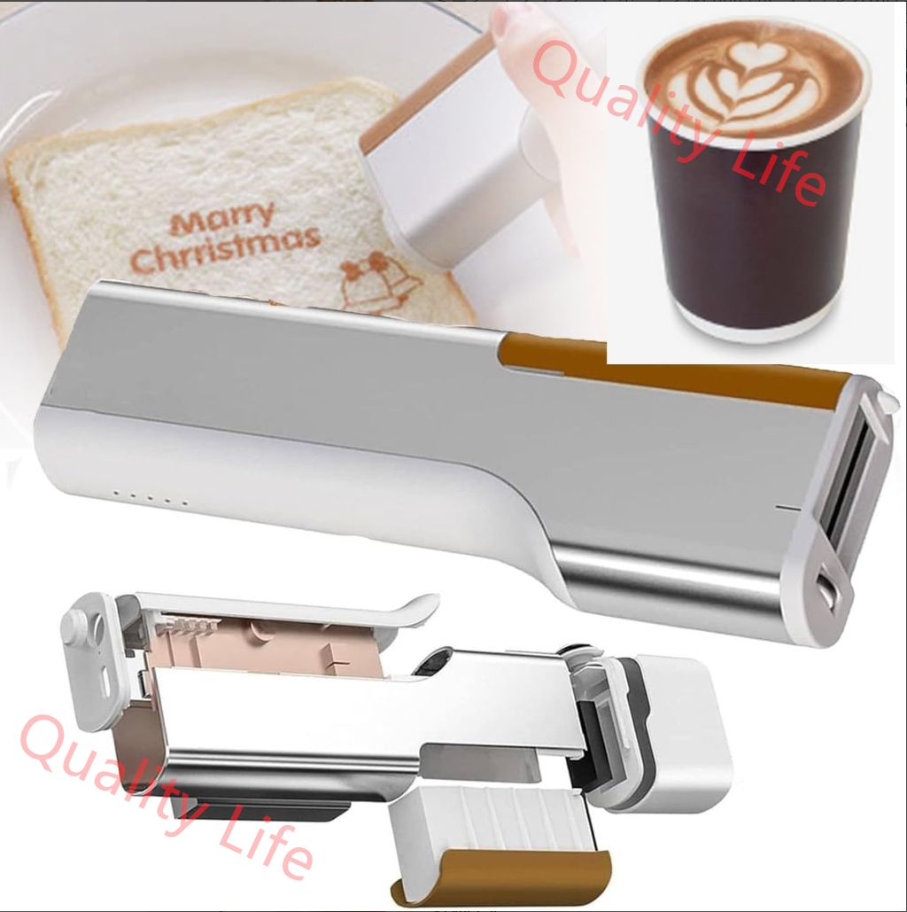 ミニフードプリンター ポータブルPrintPen ワイヤレスWiFiフルカラーモバイルプリンター 取り外し なインクカートリッジ付き コーヒー パン ケーキ ビスケットの装飾用 Brown
