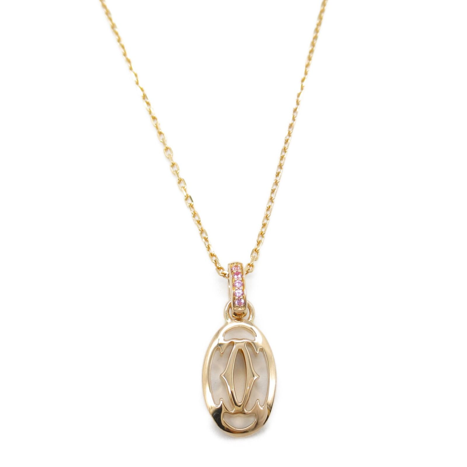 カルティエ CARTIER ネックレス ロゴドゥーブルC ピンクサファイア 