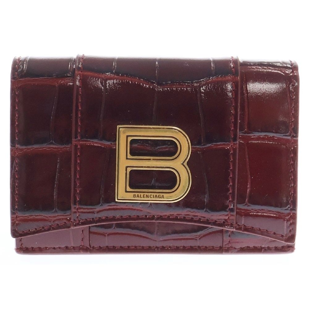 BALENCIAGA (バレンシアガ) Bロゴ クロコダイル型押し 三つ折り レザー