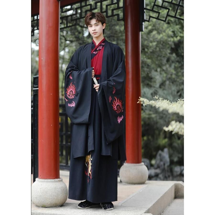 メンズ用漢服唐装 刺繍 ロング丈羽織 カップル中華振袖シャツ ロング丈スカート 3点セット 4点セット 振袖中華古風コスプレ衣装 メン BJ0903ML279 WWW_TRAVELLANDINDIA_COM