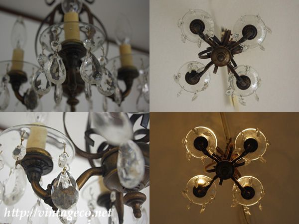 アンティーク 4灯 シャンデリア 鳥かご型 E12 プリズム 配線修理済 12070801 NEXPOTALLINN_EU