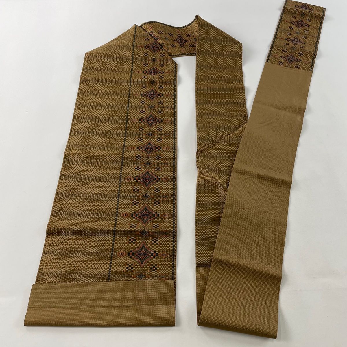 名古屋帯 美品 優品 縞 幾何学模様 茶色 正絹 【中古】 - メルカリ