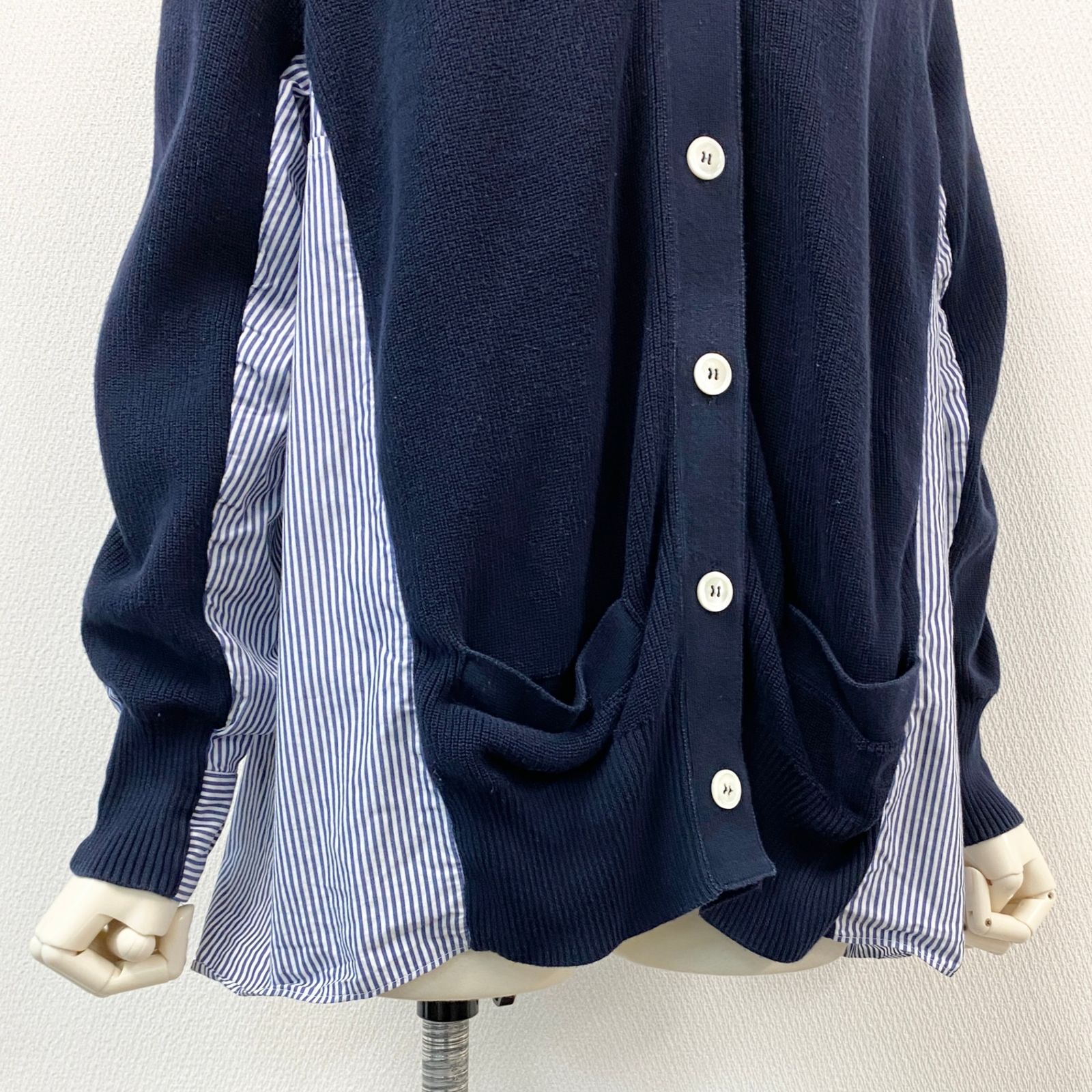 ⭐️人気⭐️【sacai】 レディース 切替 ネイビー カーディガン ドッキング ⭐️人気⭐️【sacai】 レディース 切替 ネイビー カーディガン