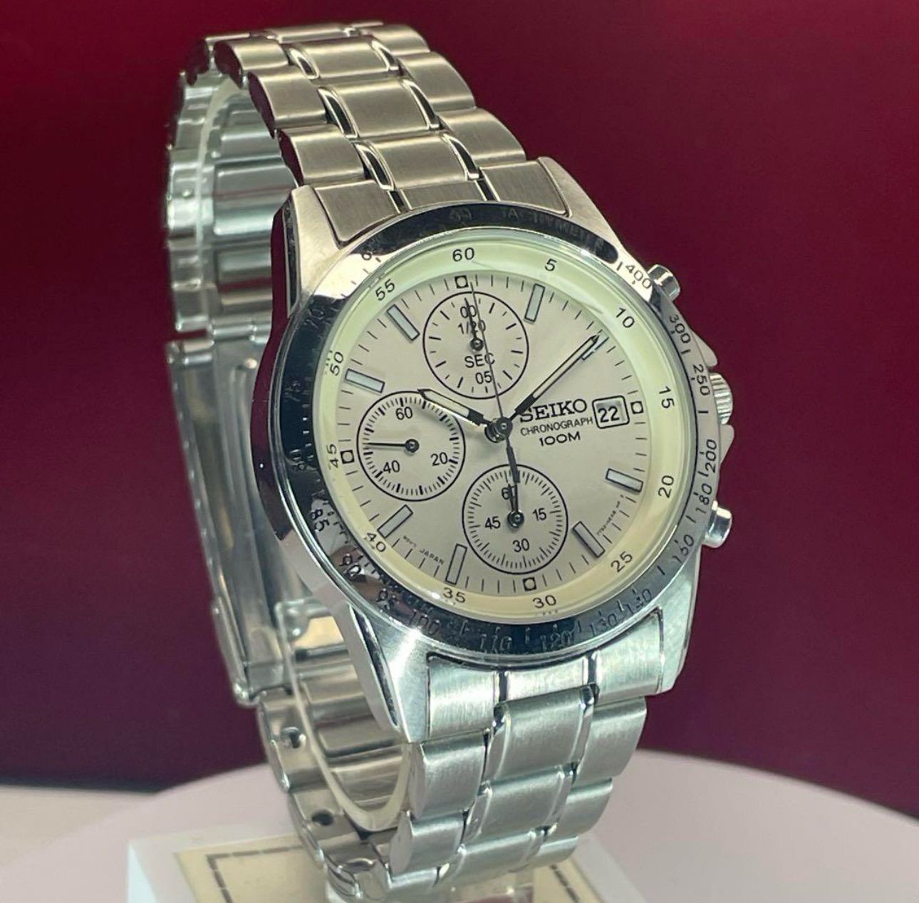 SEIKO クロノグラフ SBTQ039 純正SSベルト QZ 電池換済 腕時計 SEIKO クロノグラフ SBTQ039 純正SSベルト QZ 電池換済 腕時計