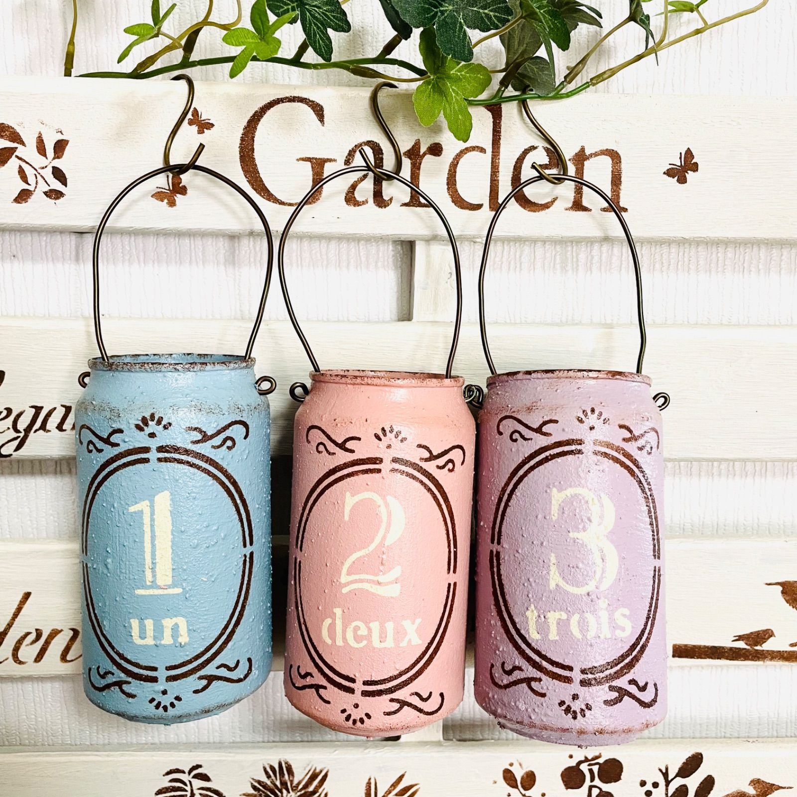 ガーデニング雑貨リメイク缶リメ缶スモーキーブルー