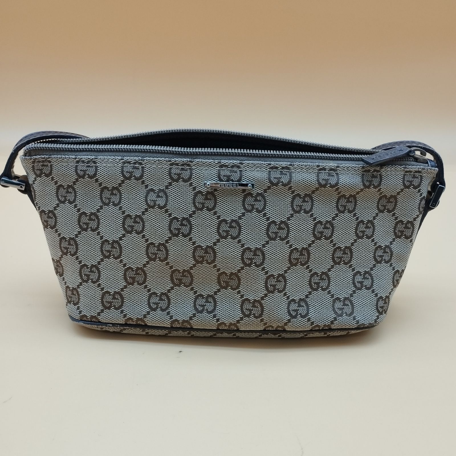 S14679】GUCCI アクセサリーポーチ GGキャンバス レザー