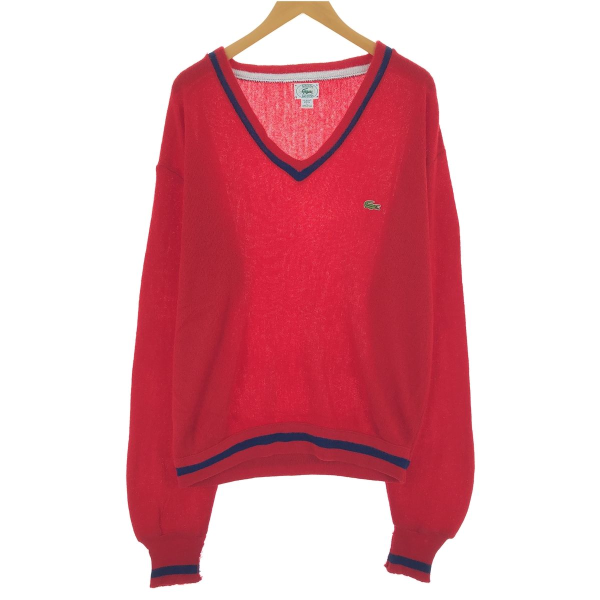 古着 80~90年代 ラコステ LACOSTE IZOD Vネック アクリルニットセーター USA製 メンズL相当 ヴィンテージ/eaa449369