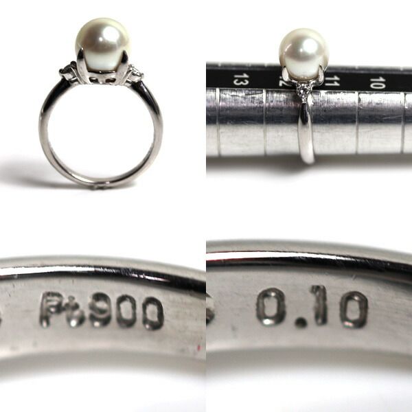 Pt900プラチナ リング・指輪 パール約8.7mm ダイヤモンド0.1ct 11.5号