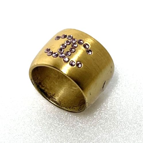 CHANEL シャネル ココマーク リング 02P メッキ ラインストーン  