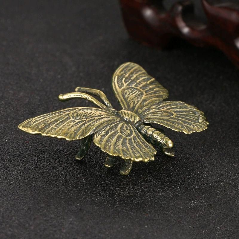 銅 細工 蝶がかわいい昆虫テーブル 書斎 装飾品 工芸品 置物