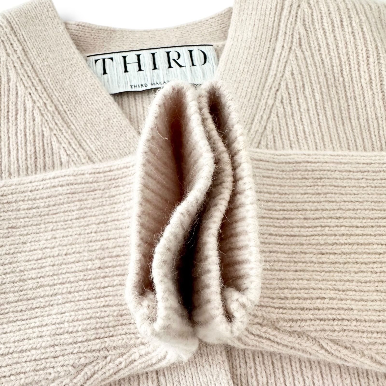 美品 サードマガジン リブ編み ショート カーディガン 9号 ピンク