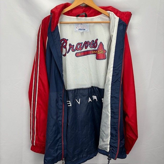 STARTER ATLANTA BRAVES ジップアップ フーディ ナイロンジャケット 