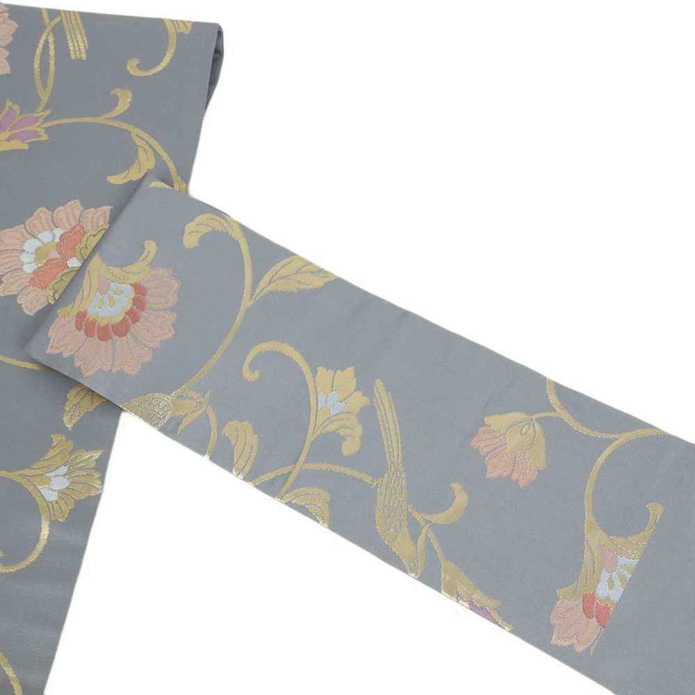 平和屋本店□希少 人間国宝 堰出し友禅 田島比呂子 九寸名古屋帯 枝葉