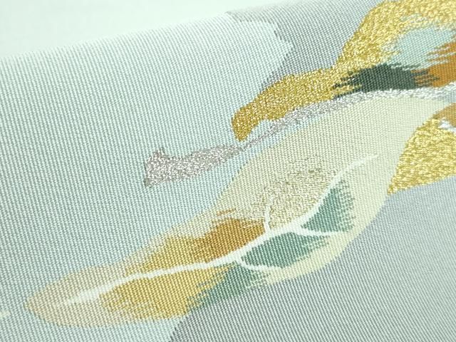 平和屋本店□極上 西陣 小川英謹製 爪掻き本綴れ 八寸名古屋帯 名庭 金