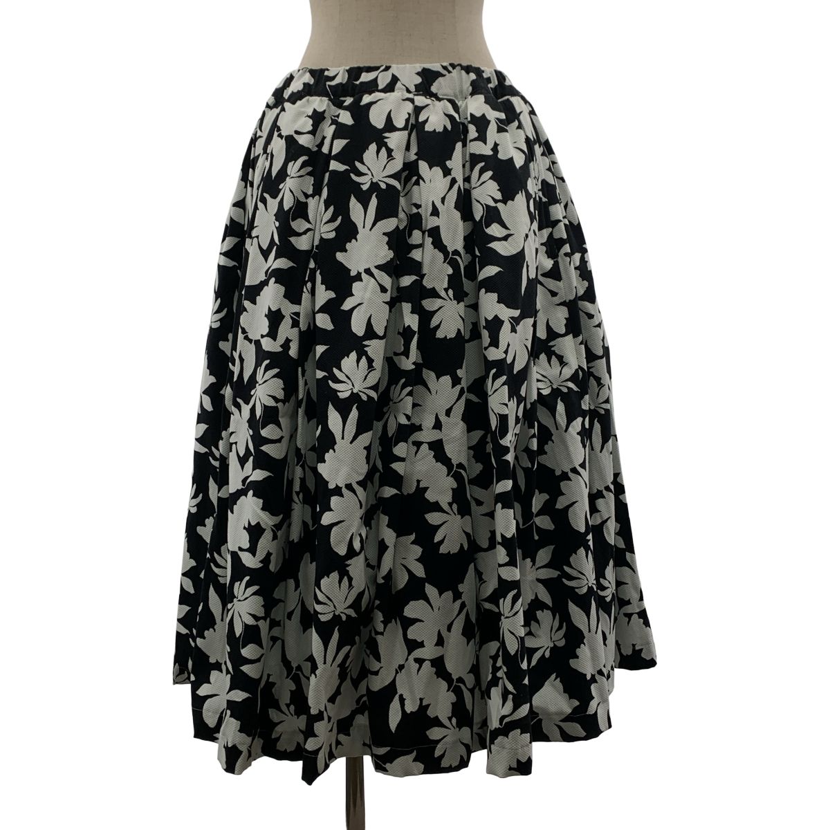 COMME des GARCONS COMME des GARCONS | コムコム | 2025SS | フラワープリント チュール ボリューム タック ギャザー スカート | S | ブラック|ホワイト | レディース