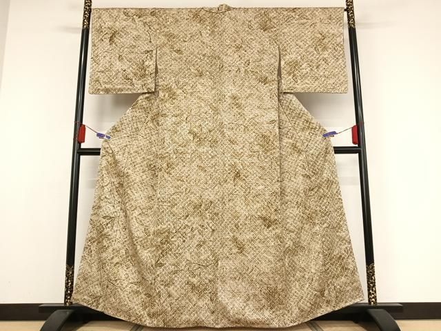 平和屋着物●上質な小紋　吉祥間道　お召縮緬　正絹　逸品　未使用　CAAS7413yc 平和屋着物○上質な小紋 吉祥間道 お召縮緬 正絹 逸品 未使用