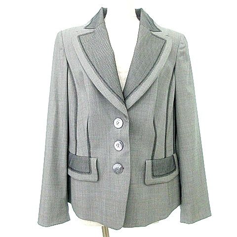エスカーダ ESCADA 正規 テーラードジャケット 3B 総裏地 44 XL相当 グレー A0425