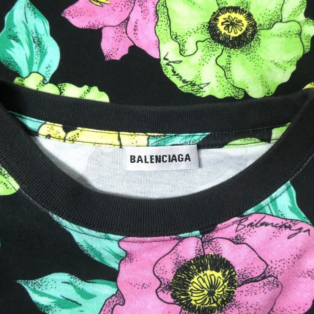 BALENCIAGA - 美品 BALENCIAGA 花柄 総柄 クルーネック 半袖 Tシャツ カットソー 美品 BALENCIAGA バレンシアガ Tシャツ カットソー 花柄 総柄 クルー